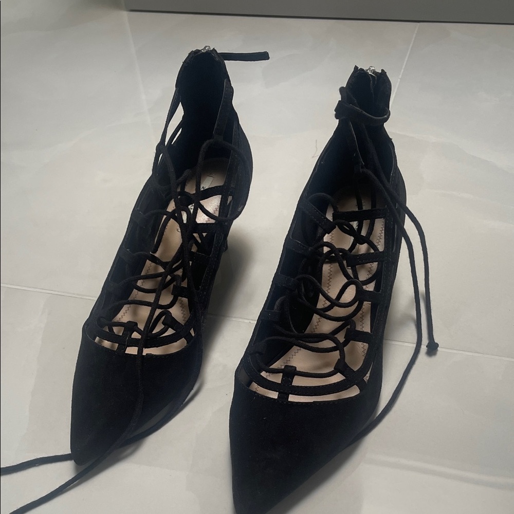 Zara Black Lace-Up Heels
